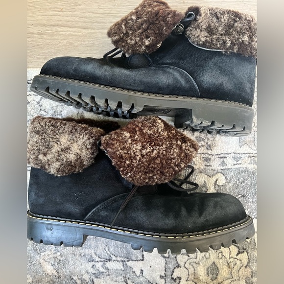 Sorel Fold Over Fur Lace Up Boots 10 - Picture 6 of 8